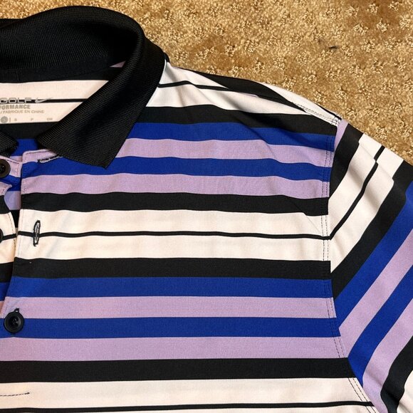 Nike Golf Dri-Fit Polo Shirt Mens Size M Short Sleeve Logo Purple Black White - Picture 3 of 9